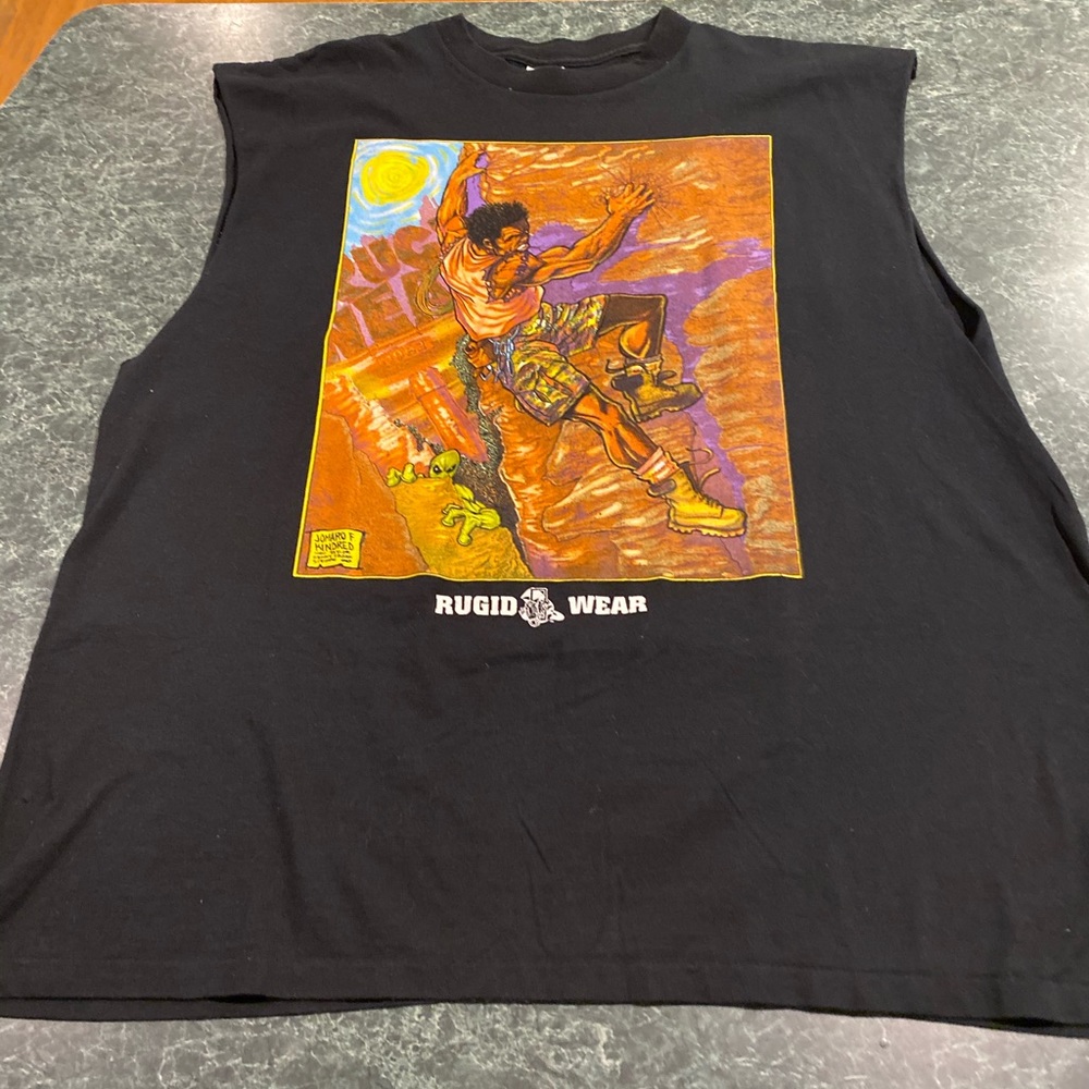 Vintage Rugid Wear Sleeveless Black Tee Size 2XL